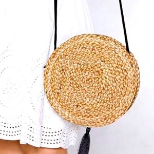 Nasty Gal Tan Straw Crossbody Purse